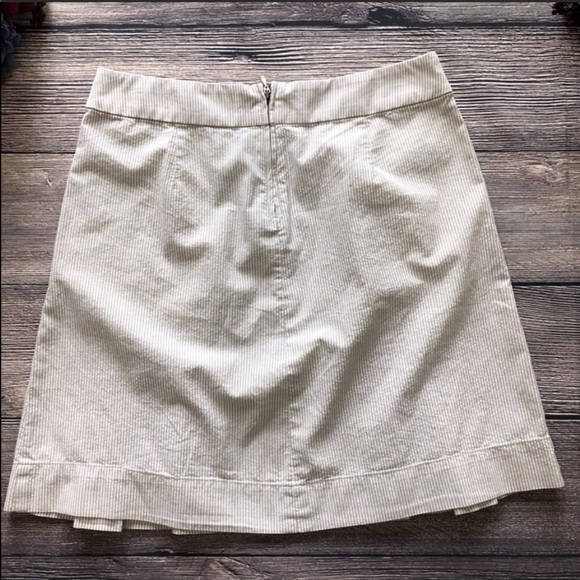 J. Crew Pleated Wendy Skirt tan cream stripe sz 4 - Picture 6 of 8